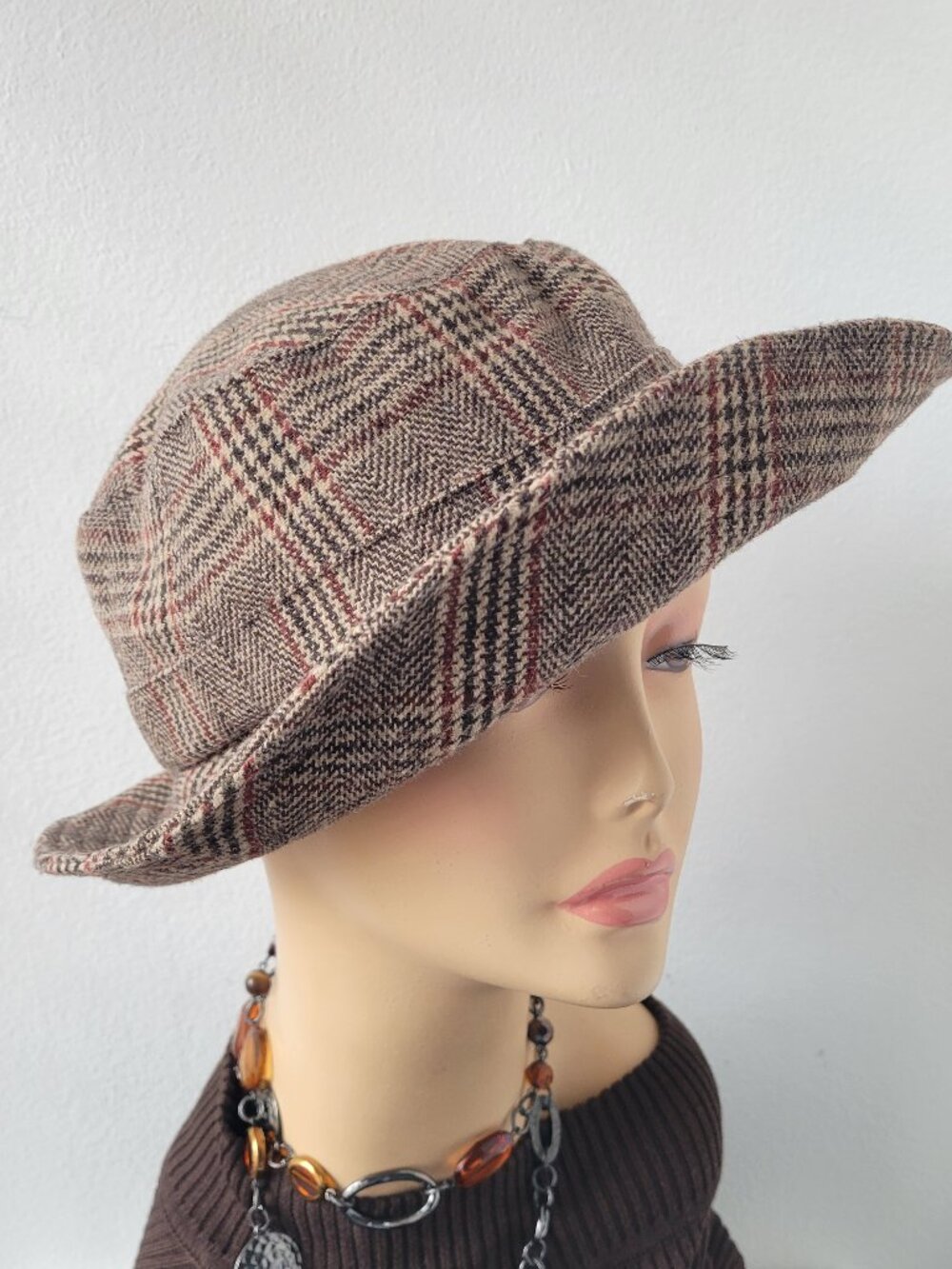 Brown Plaid Bucket Hat with Buckle Accent | Casual Chic Fall Hat